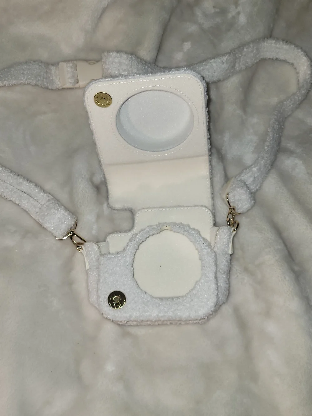 Fujifilm Cream Plush Camera-Style Phone Pouch with Strap